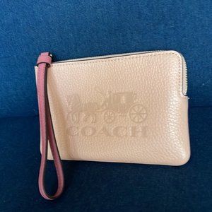 Coach Corner Zip Wristlet In Colorblock With Horse And Carriage